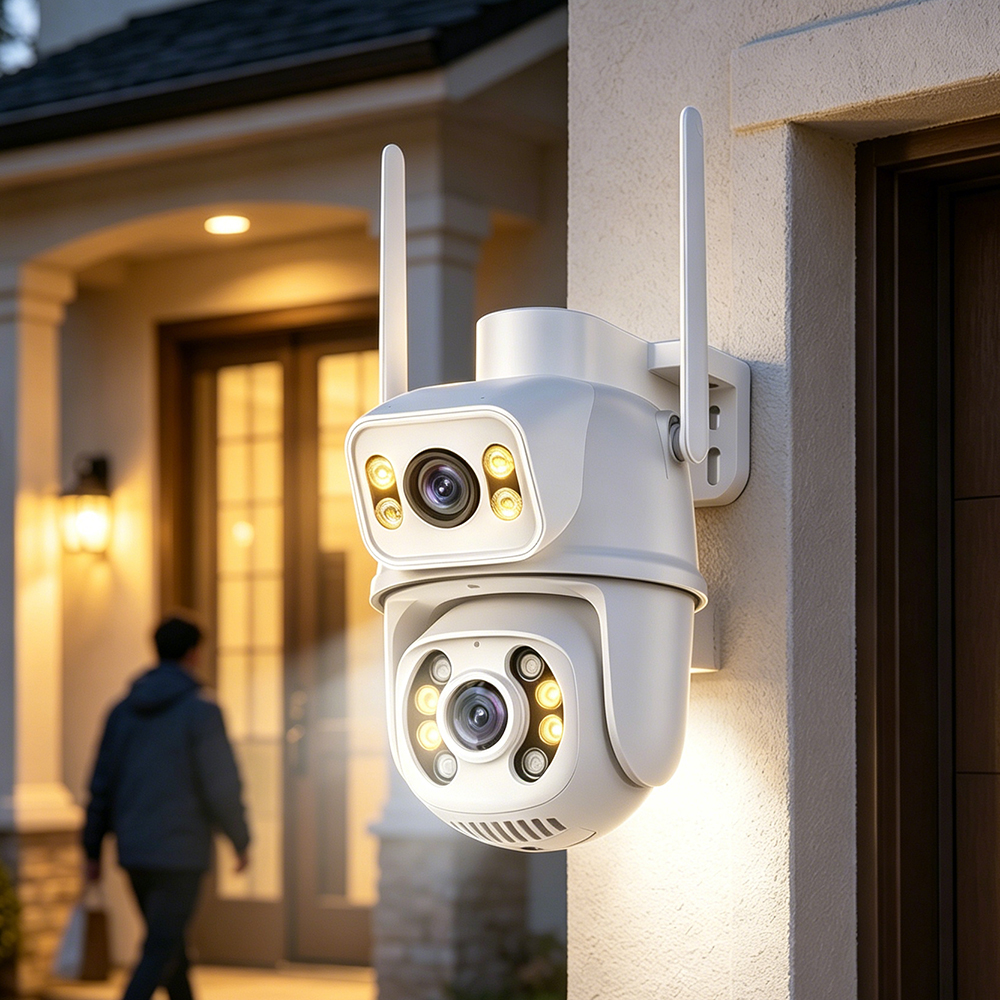 Home Security Google Camera - Outdoor Dual Lens 3MP WiFi PTZ