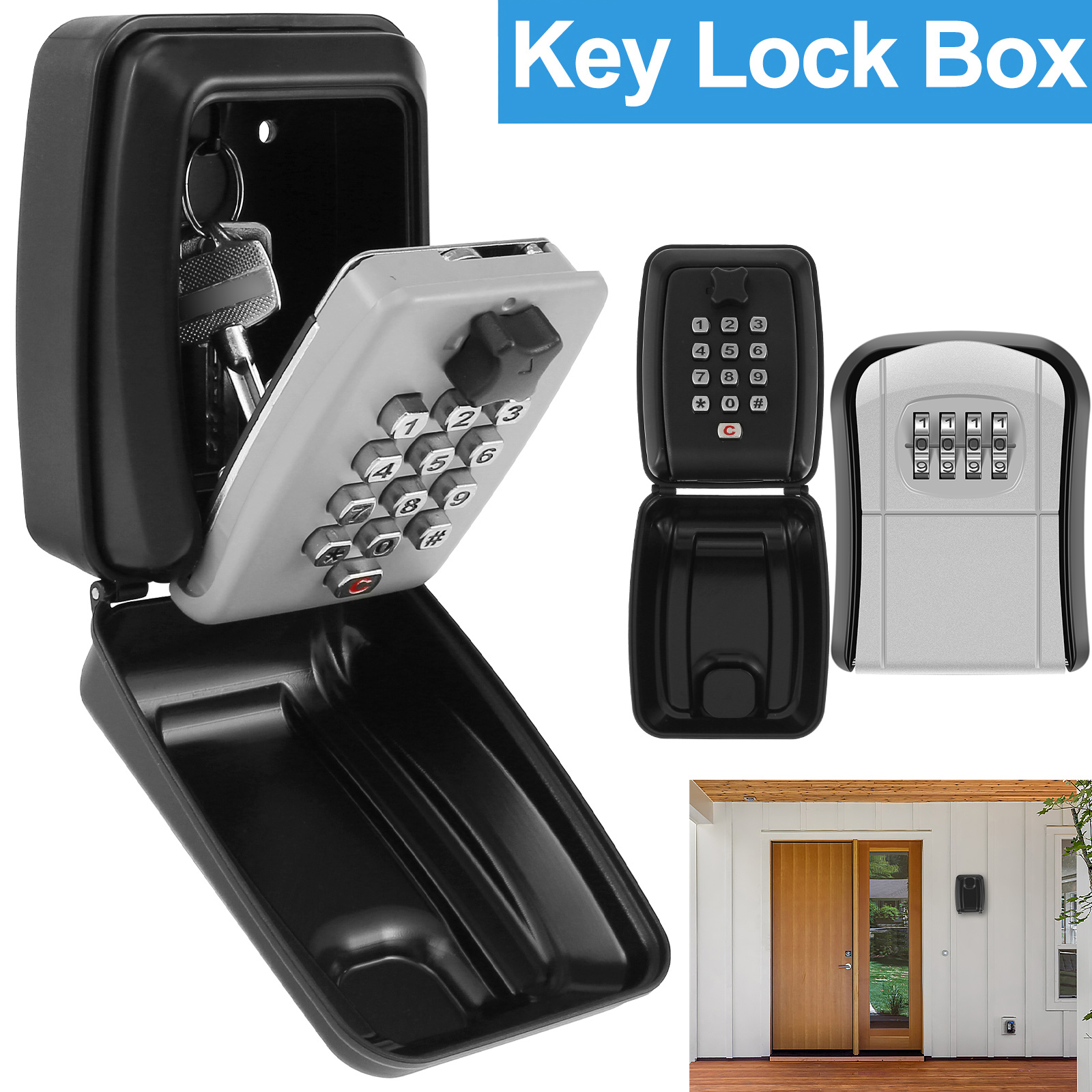 Home Security Essential - Key Lock Box Wall-Mount Secret Code