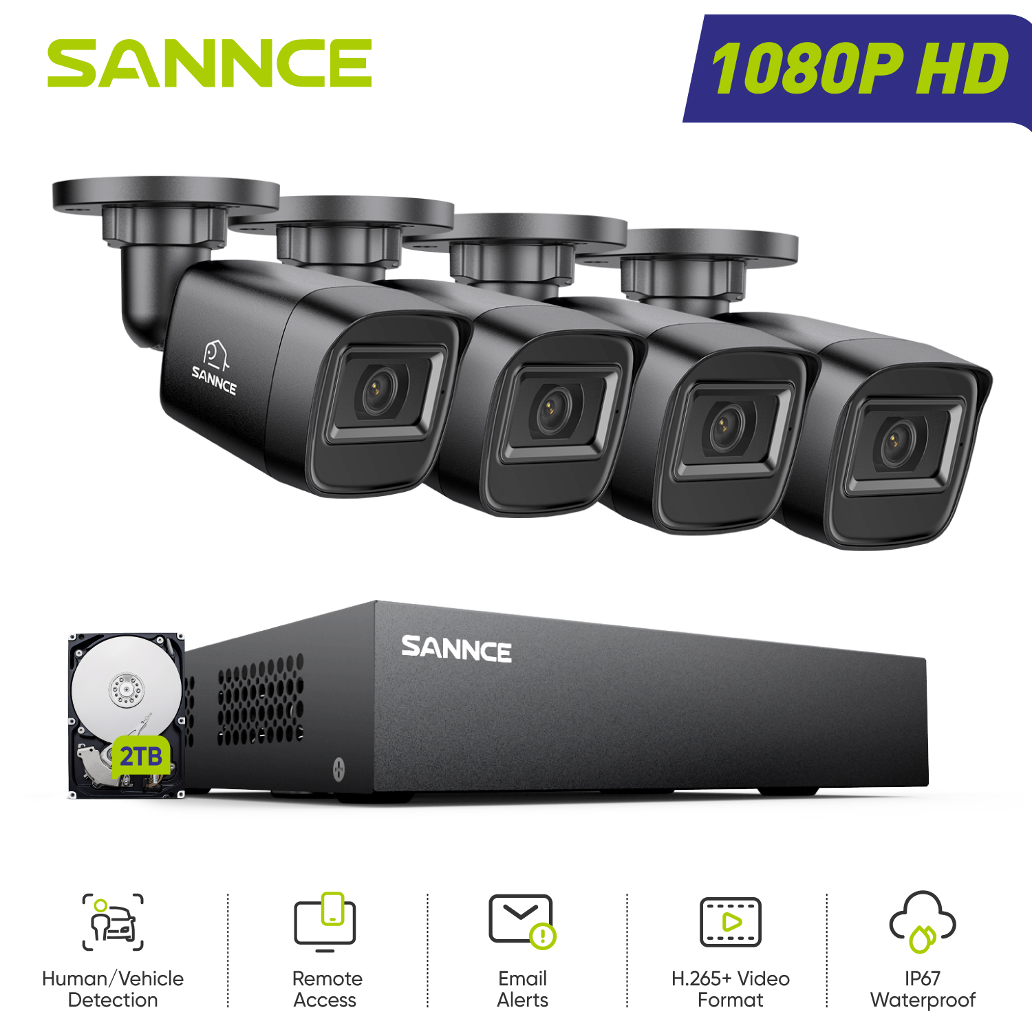 Home Security And Cctv - SANNCE 1080P Security Camera System 8CH