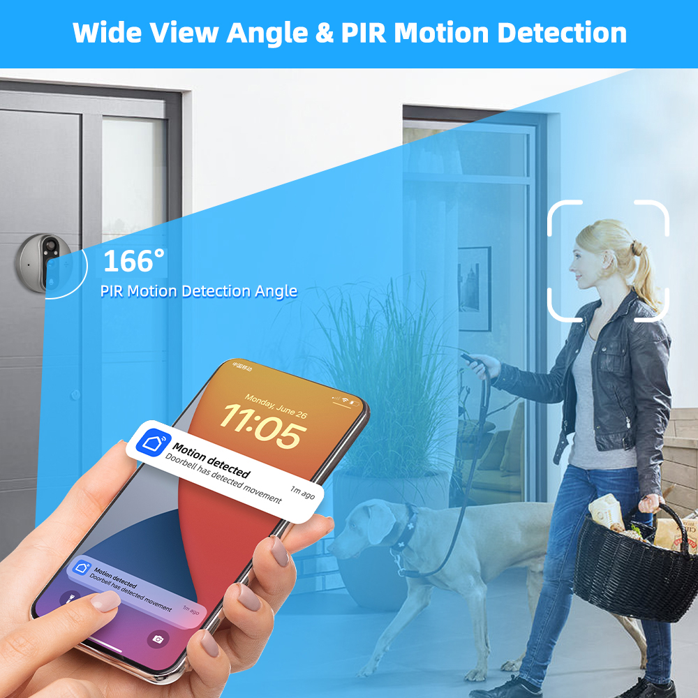 3MP WiFi Smart Tuya Peephole 5 - Home Security Google Camera 评论和价格