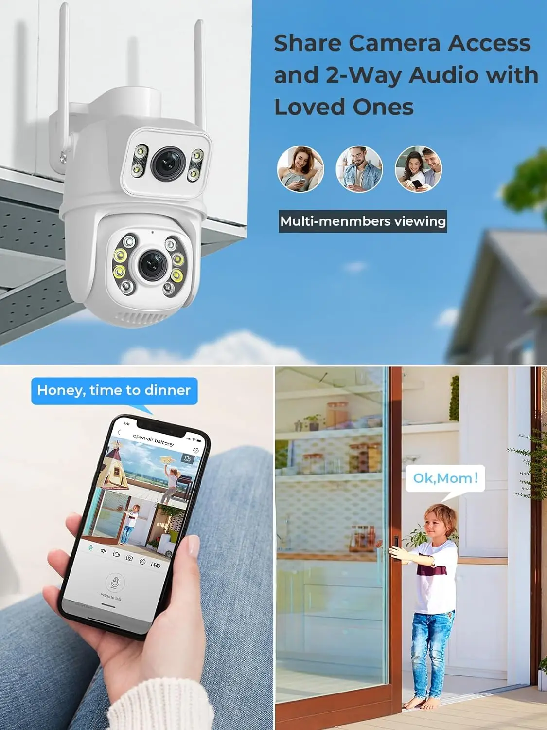 Outdoor Dual Lens 3MP WiFi PTZ - Home Security Google Camera 评论和价格