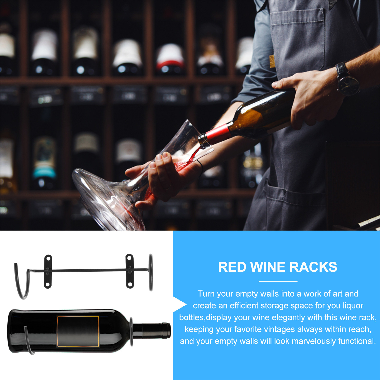 6Pcs Metal Wine Rack Wall Moun - Home Security Kitchener 评论和价格
