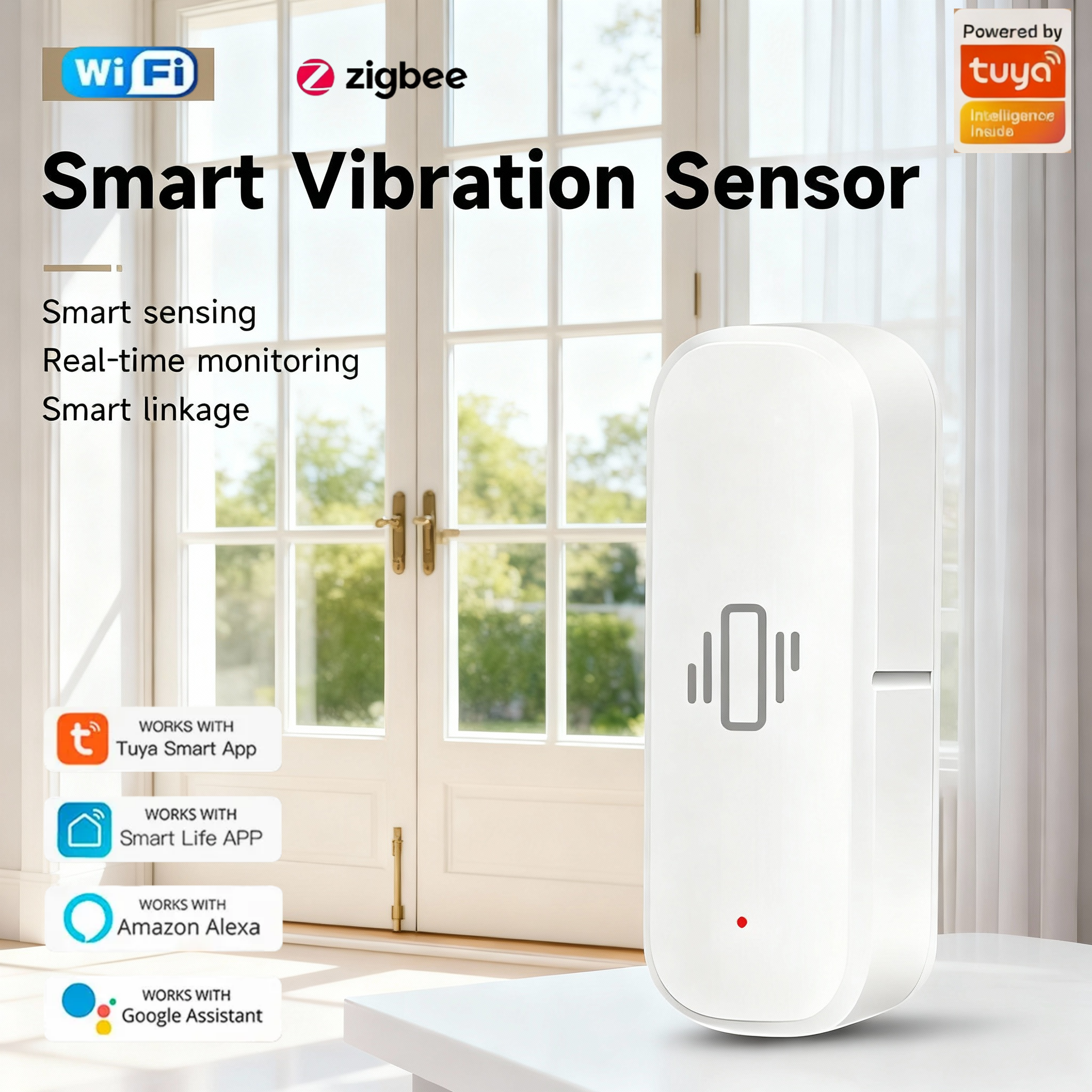 WiFi/Zigbee Smart Vibration Se - Home Security With Alarm 评论和价格