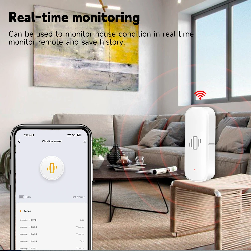 WiFi/Zigbee Smart Vibration Se - Home Security With Alarm 评论和价格