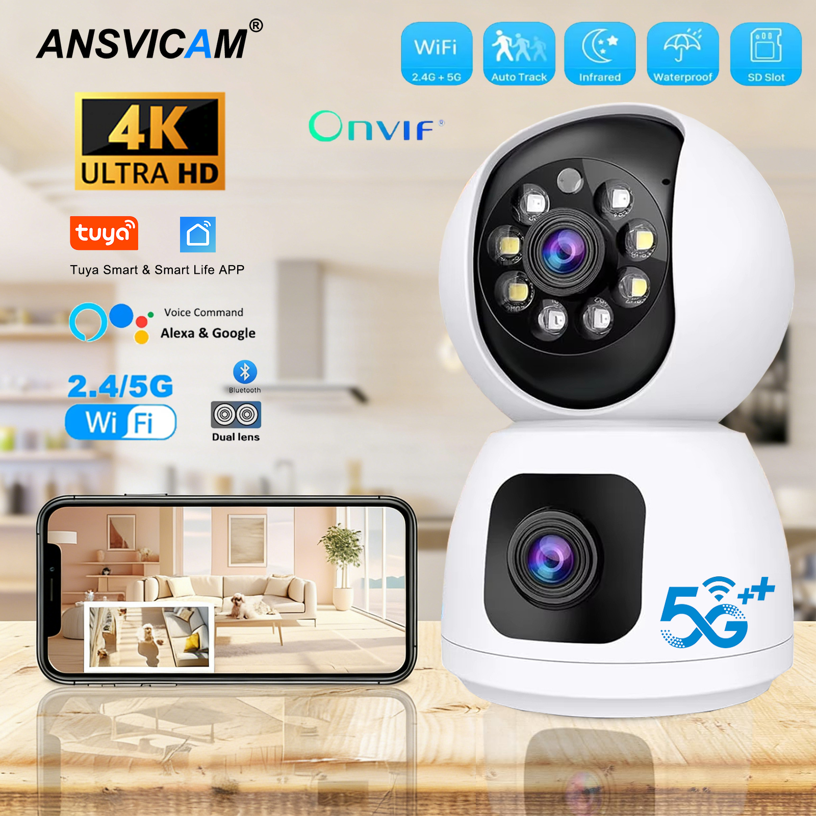 Tuya  4K 8MP HD WiFi Camera In - Home Security Google Camera 评论和价格