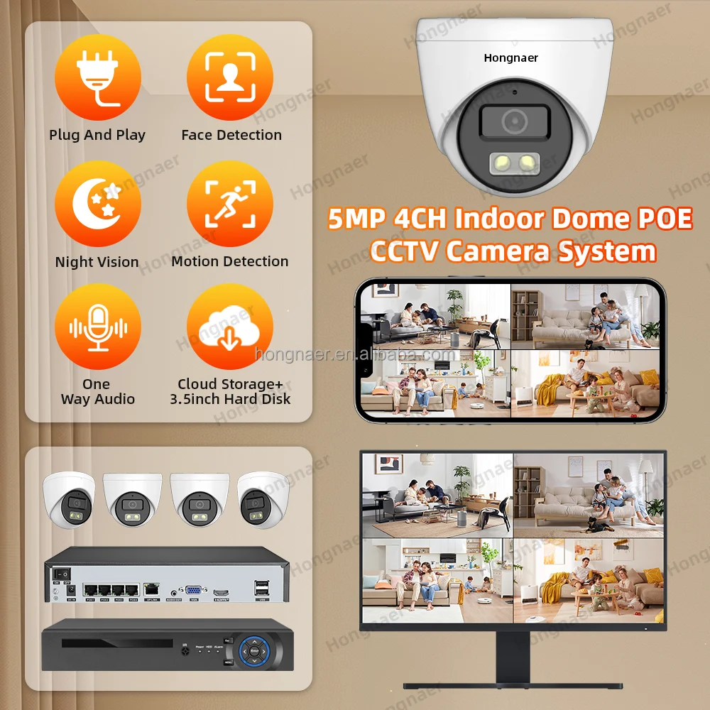 2026 Hongnaer 4MP 5MP 8MP 4CH  - Home Security And Cctv 评论和价格