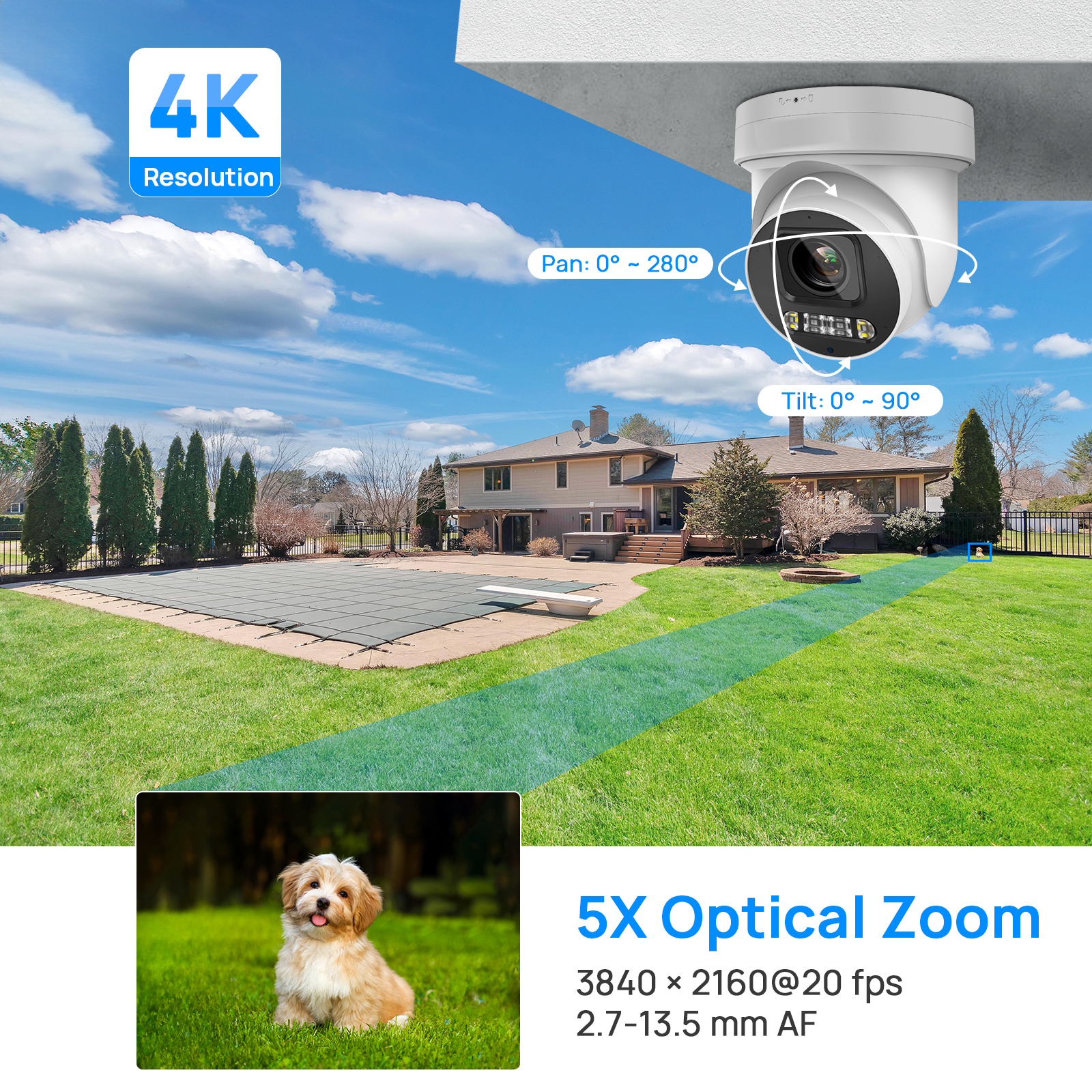 Vikylin PTZ 5X Optical Zoom 8M - Home Security Google Camera 评论和价格