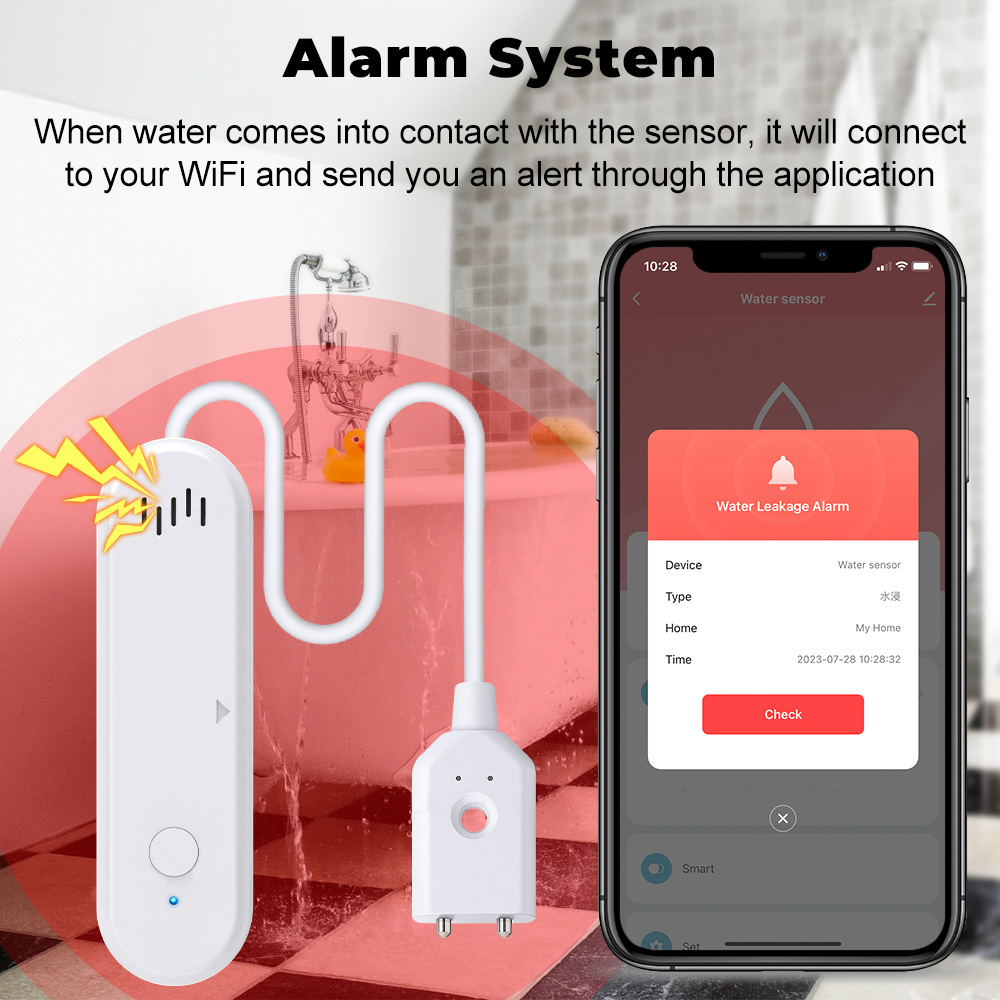 WiFi Water Sensor Tuya Leak Se - Home Security With Ai 评论和价格