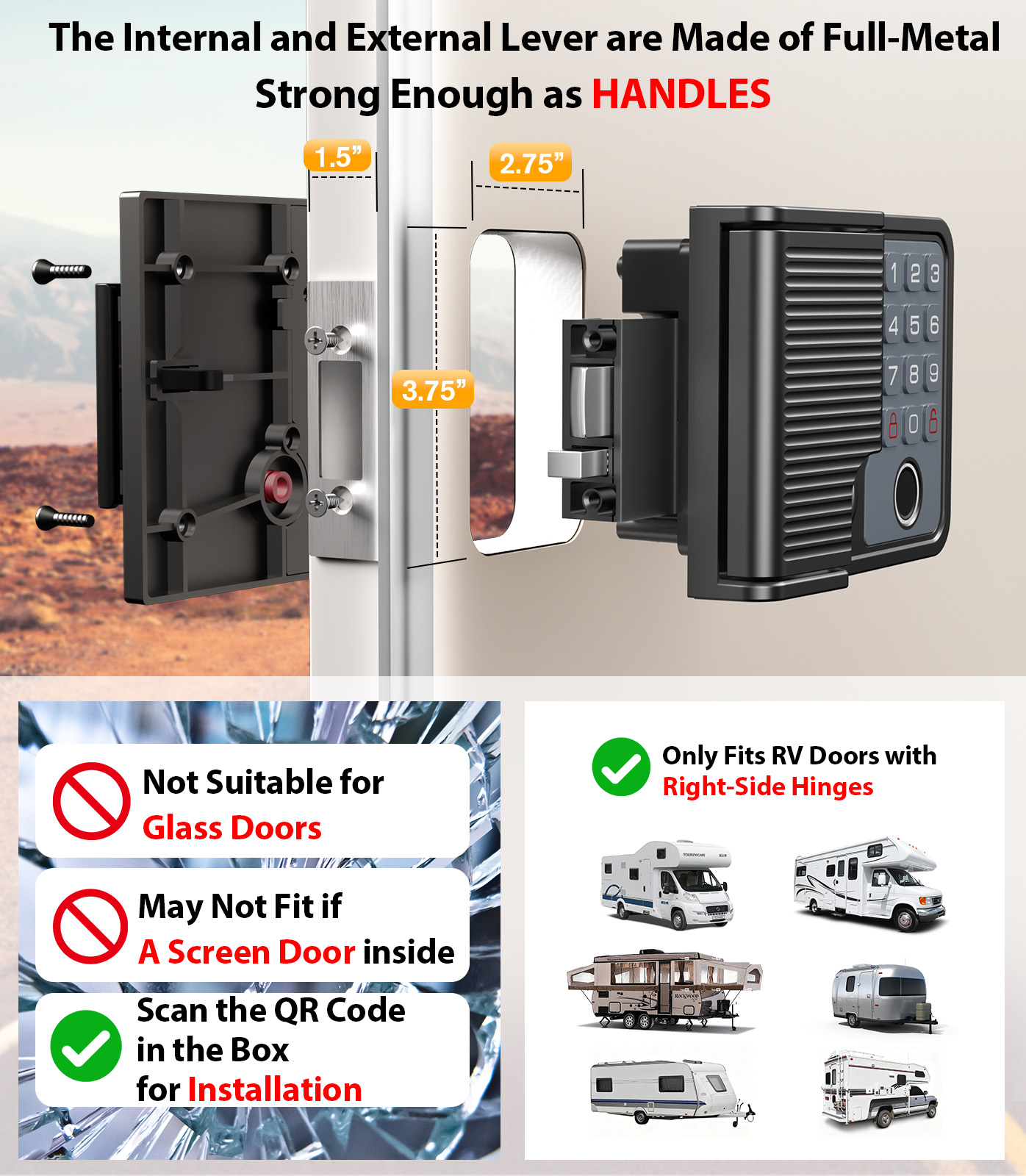 Smart RV Door Locks Keyless En - Home Security Keypad 评论和价格