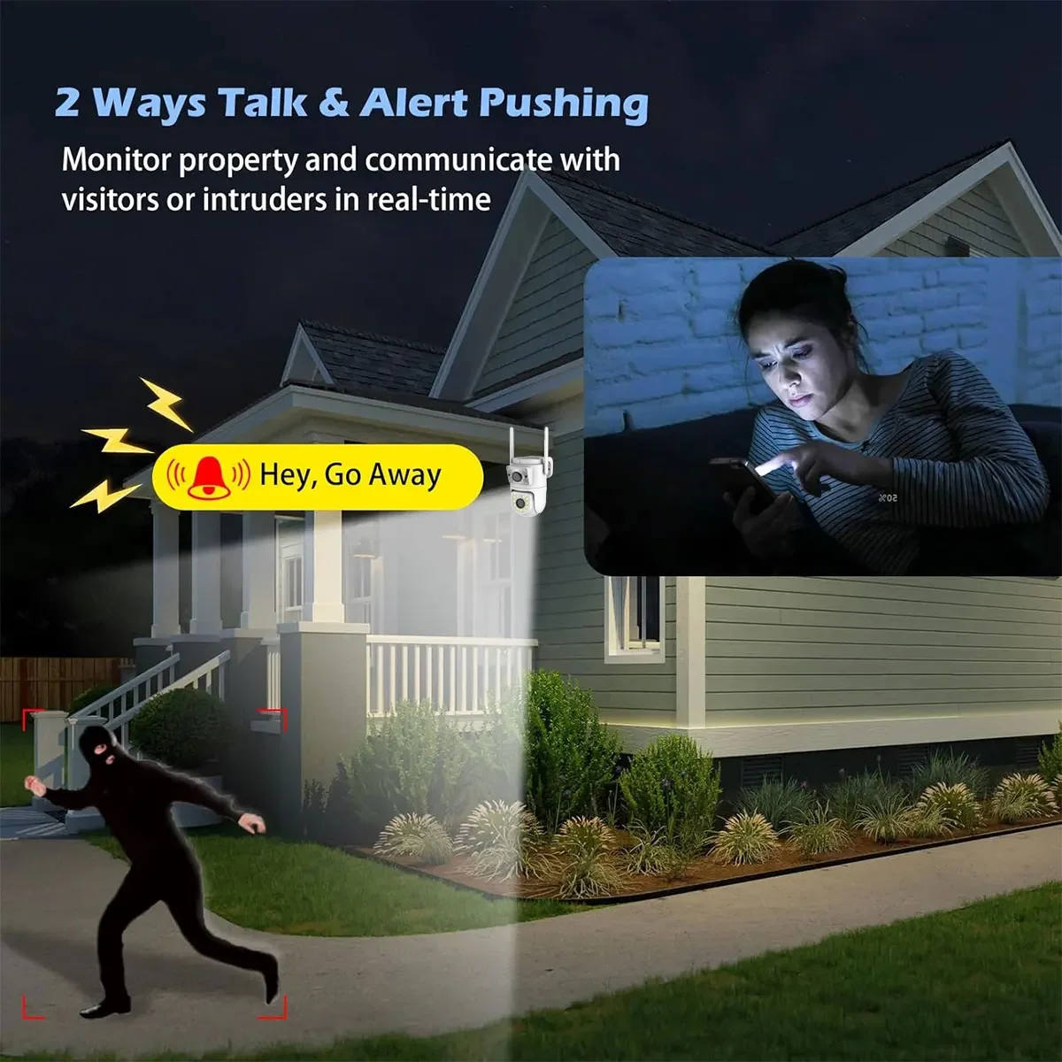 Dual-Lens Dual-Screen PTZ Secu - Home Security Google Camera 评论和价格