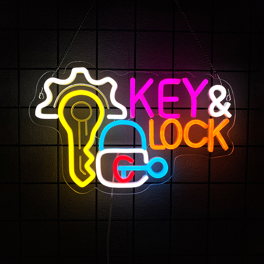Key and Lock Neon Sign for Wal - Home Security Essential 评论和价格