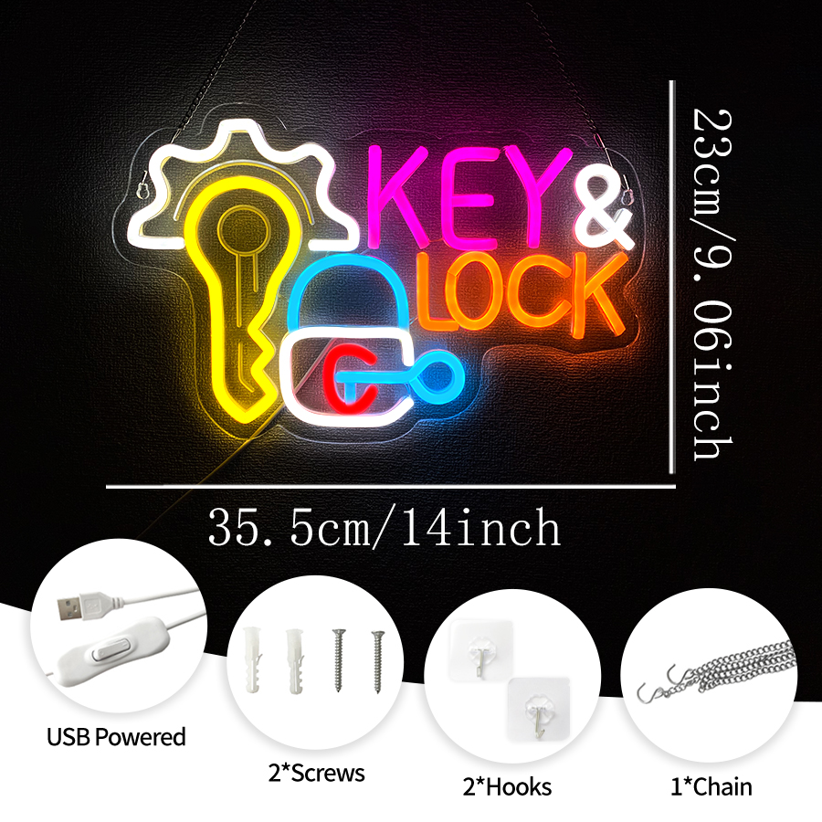 Key and Lock Neon Sign for Wal - Home Security Essential 评论和价格