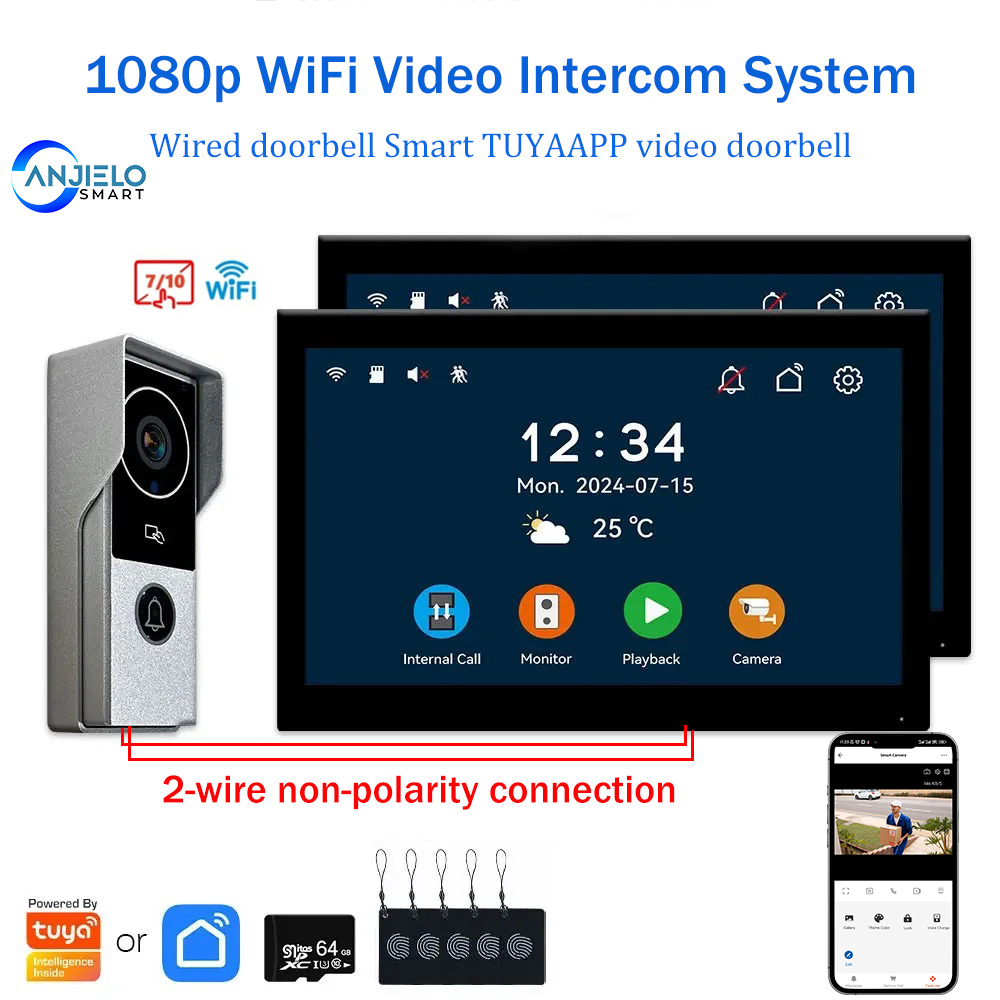 ANJIELO 10inch 2-Wire Visiopho - Home Security Cameras Uk 评论和价格