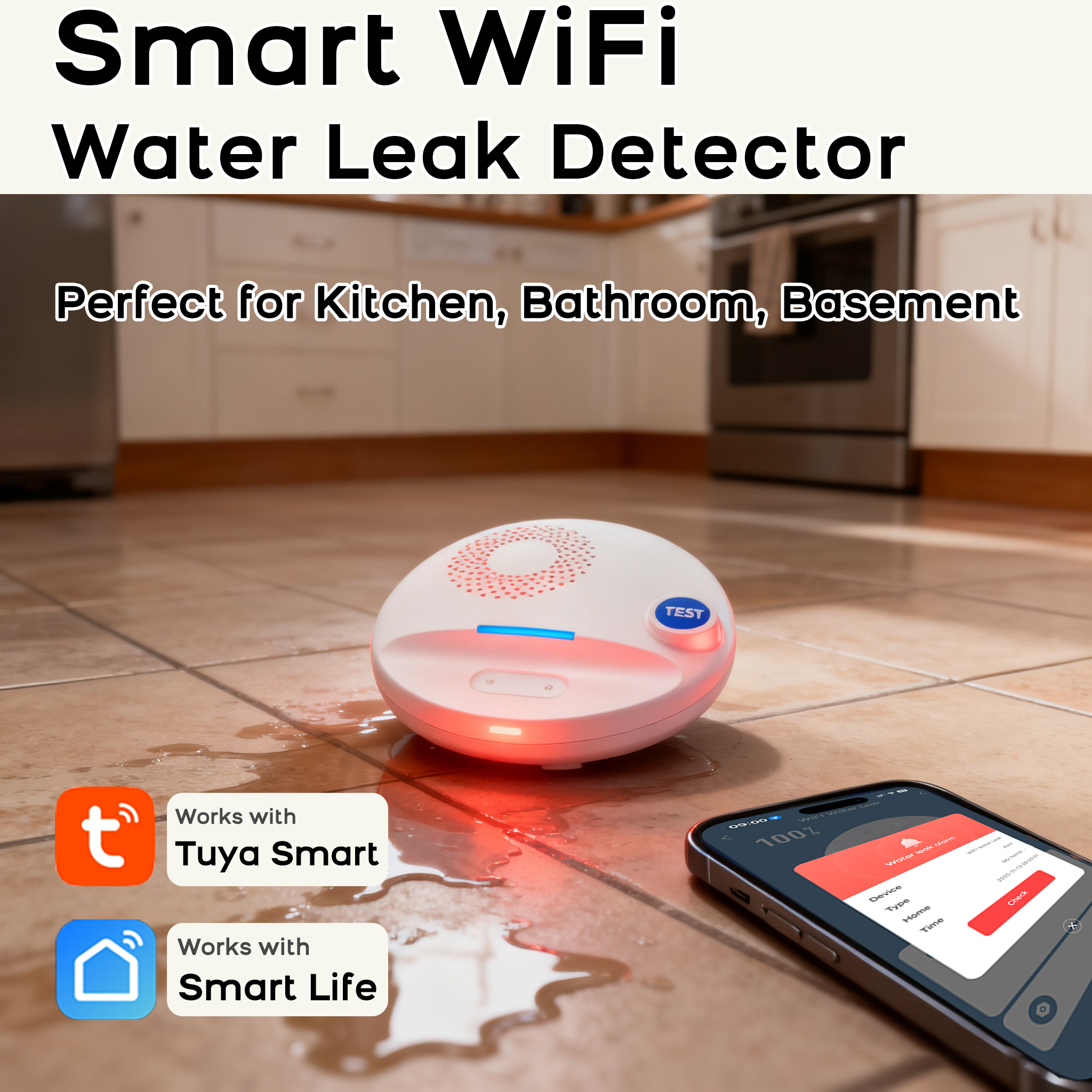 Smart Leak Alarm WiFi Water De - Home Security Kitchener 评论和价格